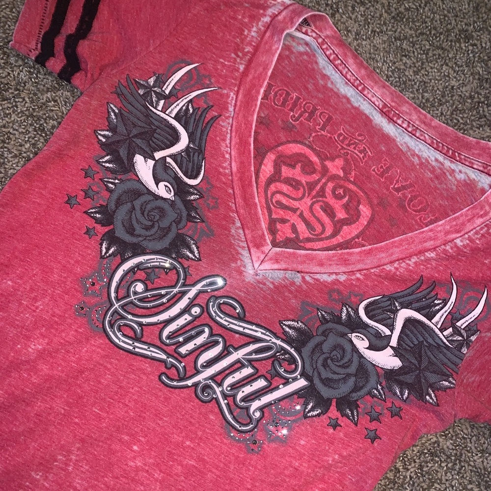 Sinful / Affliction bejeweled Tshirt short sleeve